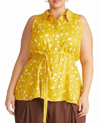  Women's Plus Adelaide Sleeveless Linen Shirt