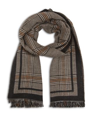 Aura Prince of Wales Check Fringed Scarf