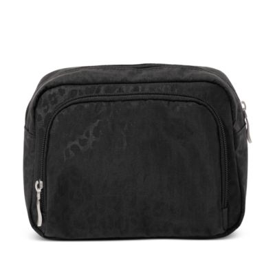 Baggallini The Jet Set Edit Pocket Cosmetic Pouch With Brush Organization In Black Cheetah Emboss