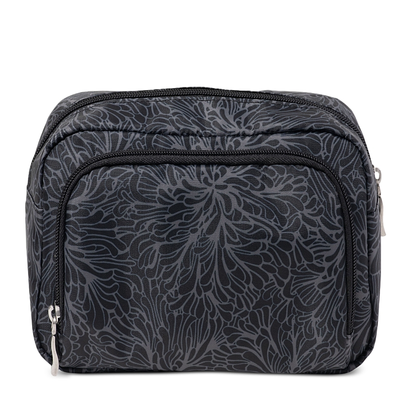 Baggallini The Jet Set Edit Pocket Cosmetic Pouch With Brush Organization In Midnight Blossom Print