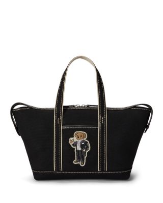 Polo Bear Embroidered Canvas & Leather Small Shopper Tote - Exclusive