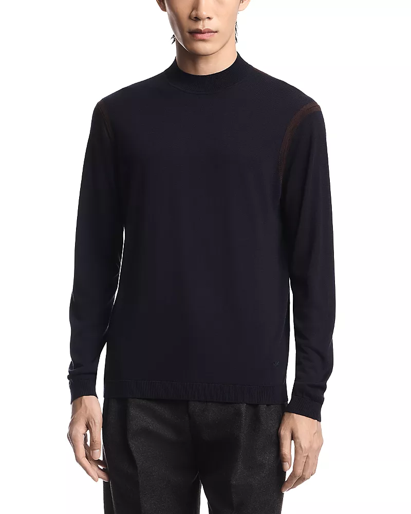 Emporio Armani Mock Neck Sweater with Inlay Details