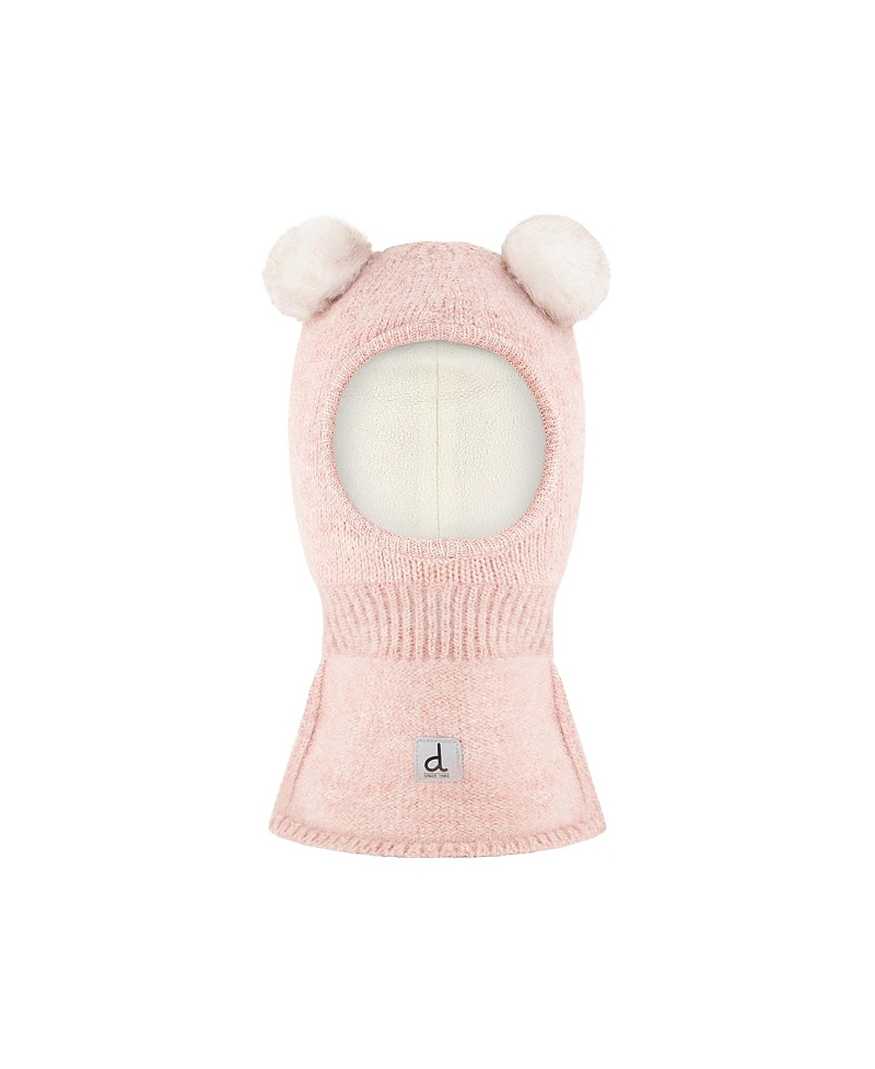 Deux par Deux Girls' Knit Bear Ears Fleece Lined Balaclava - Baby