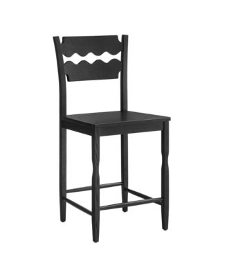  Jax Oak Wood Counter Stool With Wavy Razor Back