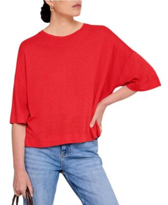  Women's Linen Blend Boxy Silhouette T-Shirt