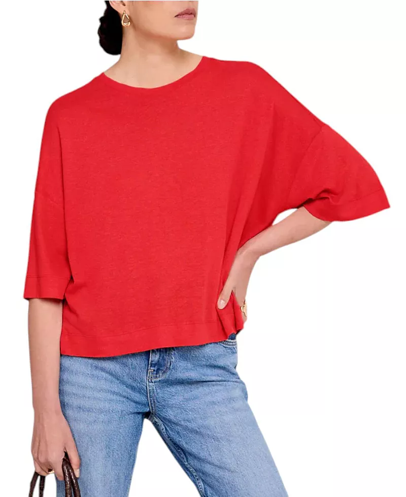 Mint Velvet Women's Linen Blend Boxy Silhouette T-Shirt