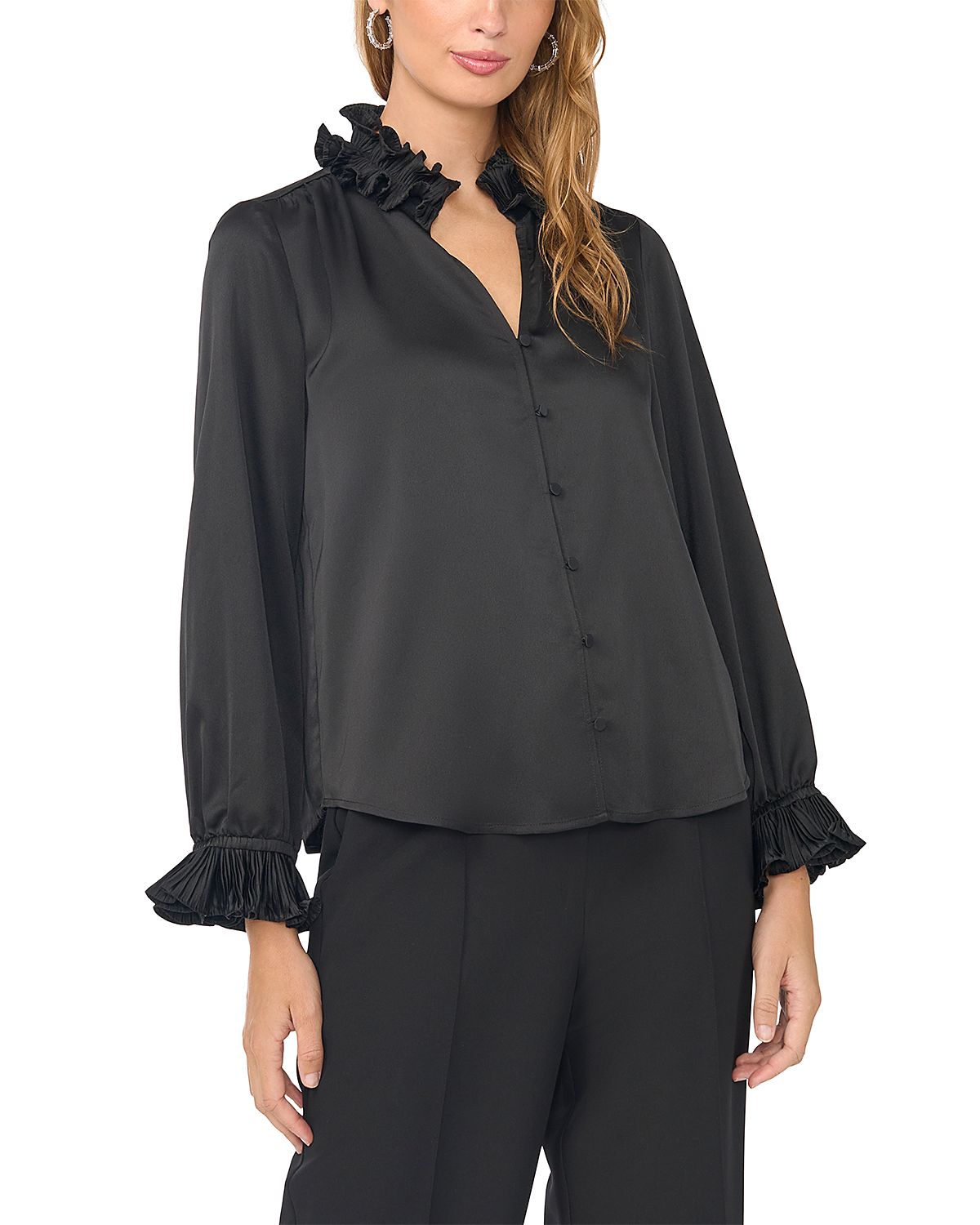Vince Camuto Pleated Ruffle Collar Blouse