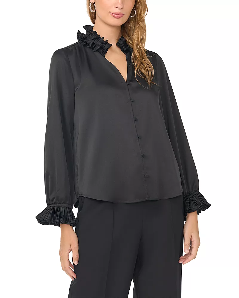 Vince Camuto Pleated Ruffle Collar Blouse