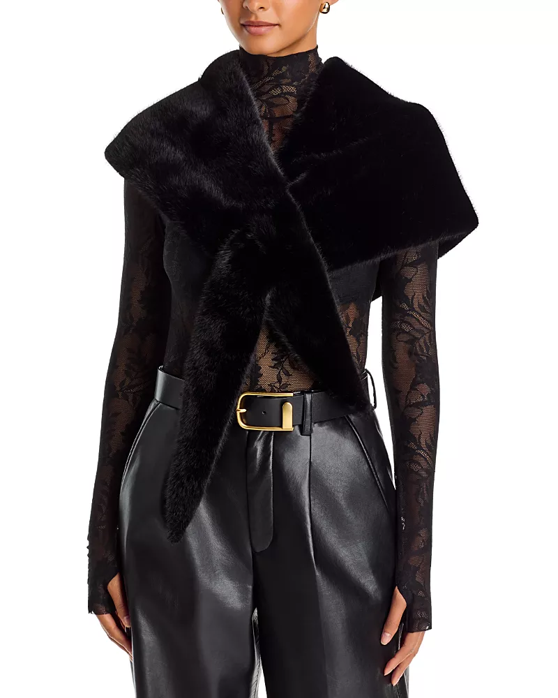 Aqua Faux Fur Triangle Scarf - Exclusive
