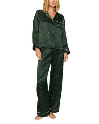 Inez Printed Washable Silk Long Pajama Set