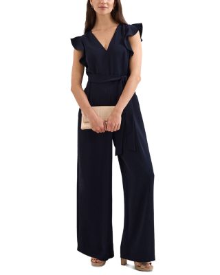 Petite Kallie V Neck Ruffled Jumpsuit
