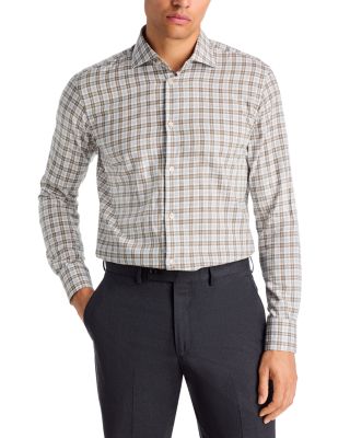 Santini Spread Collar Plaid Button Down Shirt