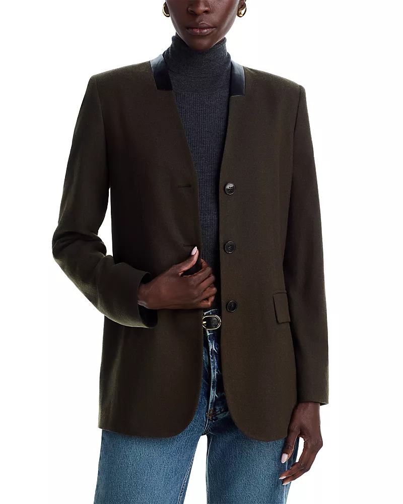 Emme Flannel Collarless Blazer