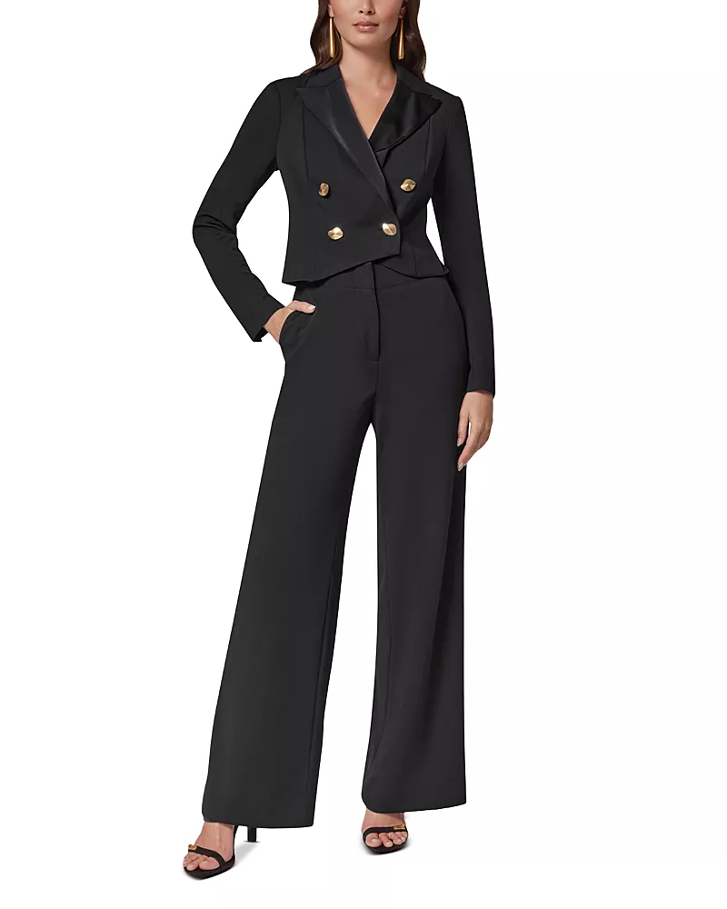 Donna Karan New York Satin Lapel Double Breasted Jumpsuit