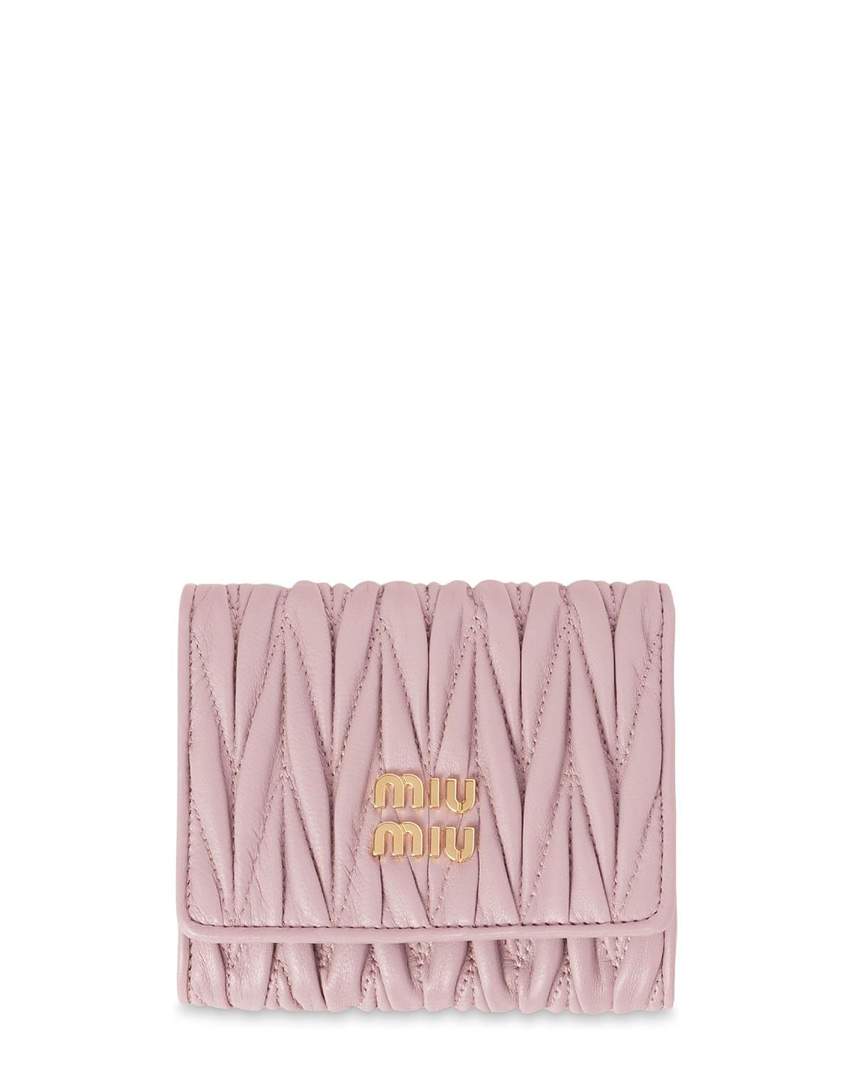 Miu Miu Small Matelasse Nappa Leather Three Fold Wallet