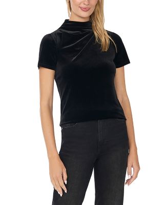 Cowl Neck Pleat Shoulder Top