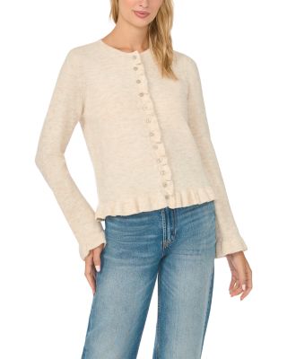 Ruffle Edge Long Sleeve Cardigan Sweater