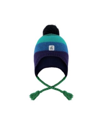  Boys' Winter Ombre Stripe Fleece Lined Peruvian Knit Hat with Pompom - Little Kid, Big Kid