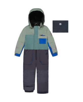 Boys' Play Detachable Hood Fleece Neckwarmer One Piece Snowsuit - Little Kid