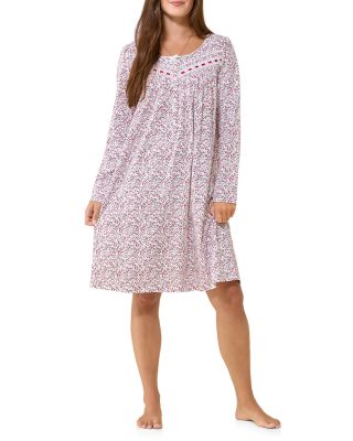 Long Sleeve Cotton Jersey Knit Short Nightgown