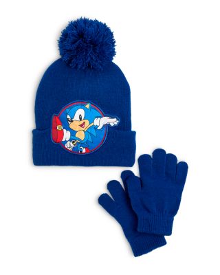 Boys' Sonic Skater Ribbed Knit Beanie & Gloves Set - Little Kid