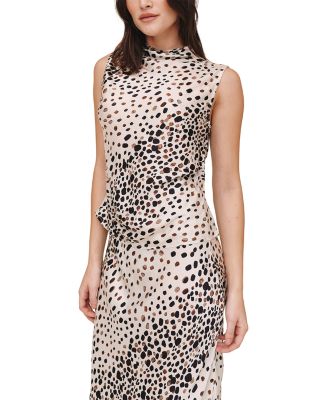 Printed Cowlneck Top