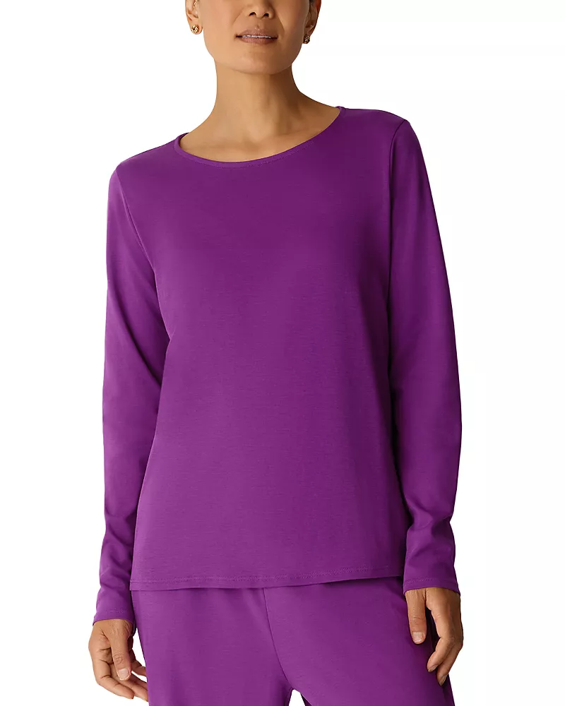 Eileen Fisher Cotton Round Neck Long Sleeve Top