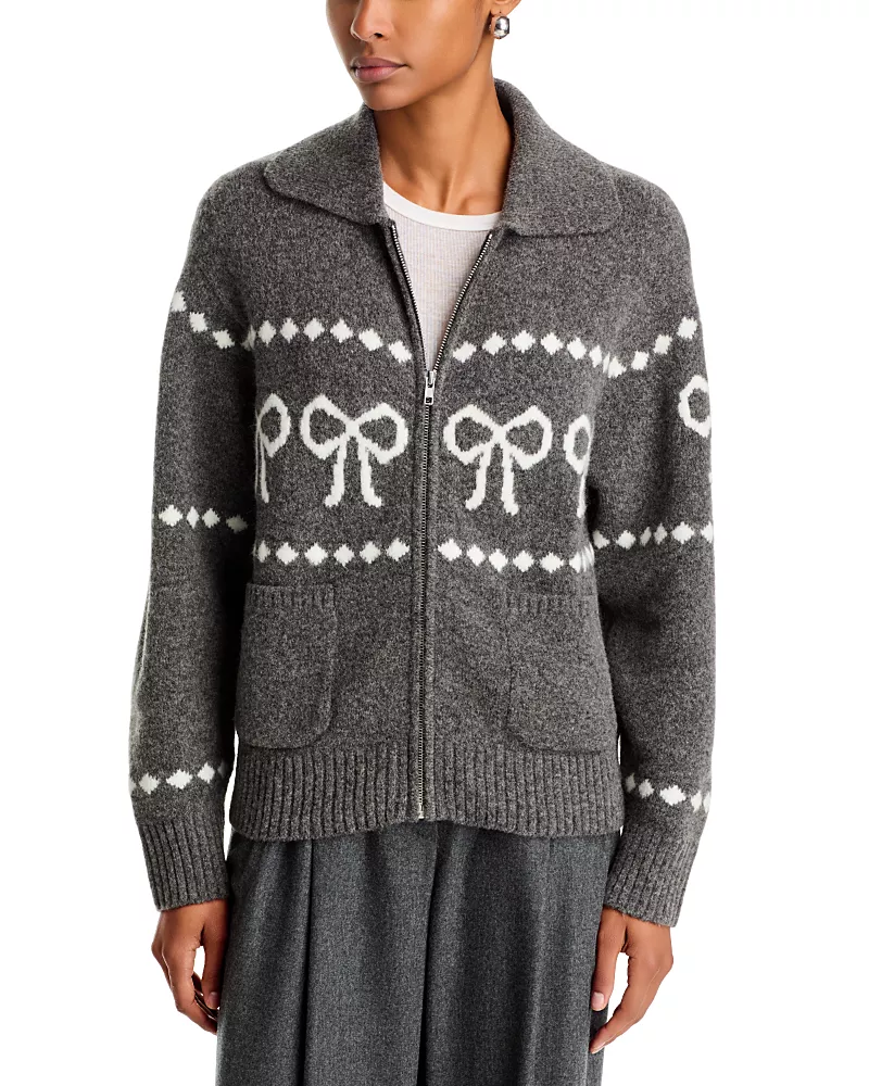 Rails Rhea Zip Front Bow Knit Cardigan
