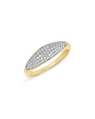 14K Yellow Gold Diamond Dipped Thin Bubble Ring, 0.3 tcw