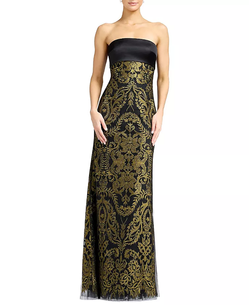 Dress the Population Shay Strapless Baroque Embroidered Mermaid Gown