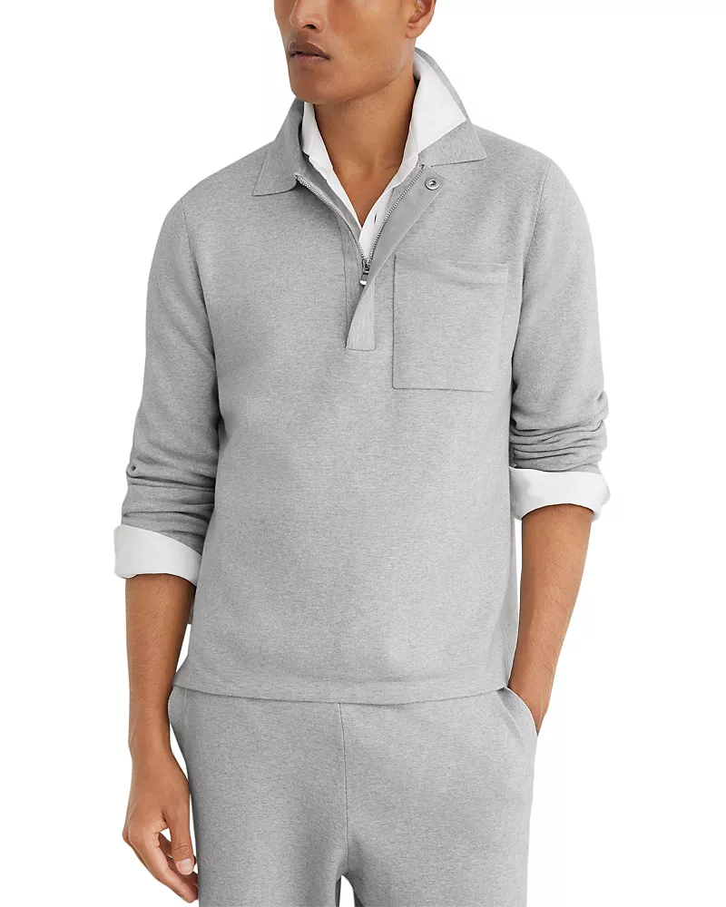 Reiss Gorbridge Half Zip Milano Knit Long Sleeve Polo