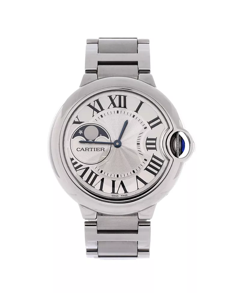 Pre-Owned Cartier Ballon Bleu de Cartier Moonphase Automatic Watch in Stainless Steel 37mm