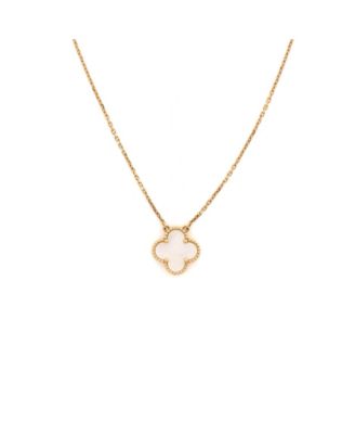  Vintage Alhambra Pendant Necklace 18K Gold and Mother of Pearl, 16.5"
