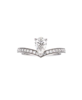  .56CT Josephine Aigrette Solitaire Ring Platinum with Pear Cut Diamond G/VVS2 and Diamonds