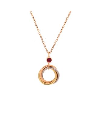  Trinity Pendant Necklace 18K Tricolor Gold and Ruby, 15.75"