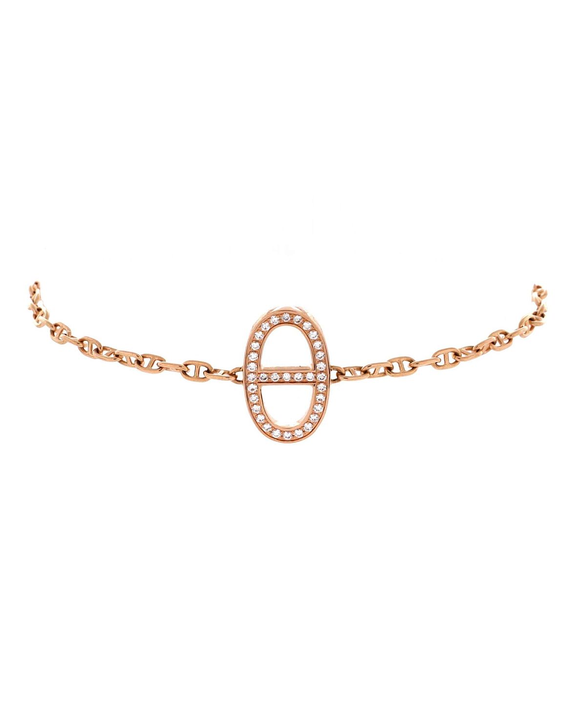 Pre-Owned HERMES Chaine d'Ancre Contour Bracelet 18K Rose Gold with Diamonds