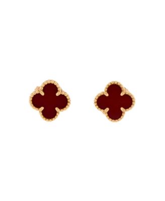 Sweet Alhambra Stud Earrings 18K Rose Gold and Carnelian
