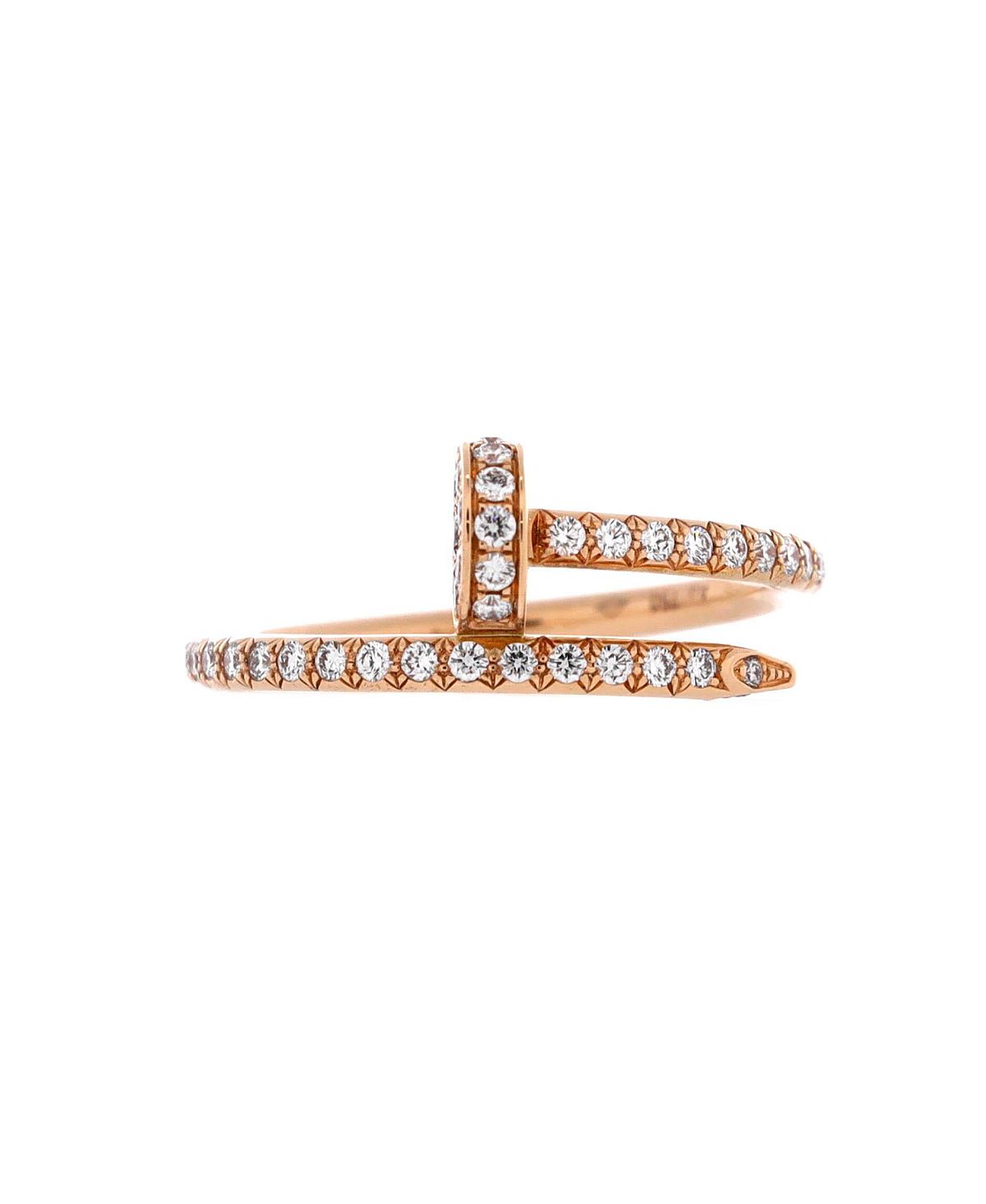 Pre-Owned Cartier Small Juste un Clou Paved Ring 18K Rose Gold with Diamonds