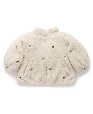 Girls' Fluffy Embroidered Jacket - Baby, Little Kid