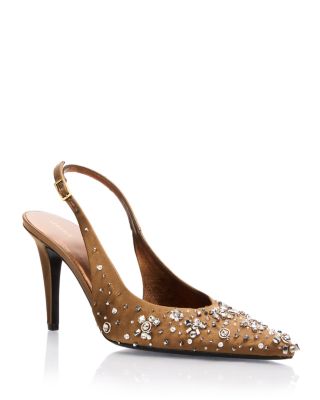 Women's Crystal Embellished Slingback Pumps