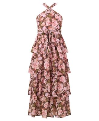 Girls' Camellia Halter Neck Maxi Dress - Little Kid, Big Kid