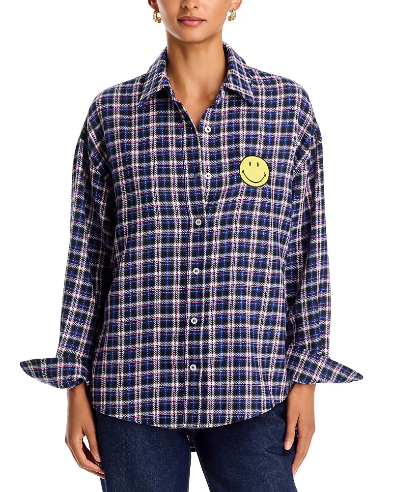 Aqua Embroidered Smiley Patch Shirt - Exclusive
