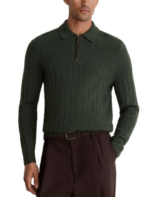 Bartstow Wool Half Zip Diagonal Stitch Sweater