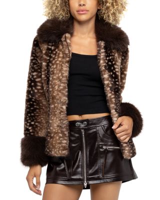 Button Front Faux Fur Coat