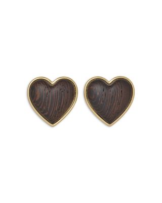 The Simple Wood Heart Button Earrings