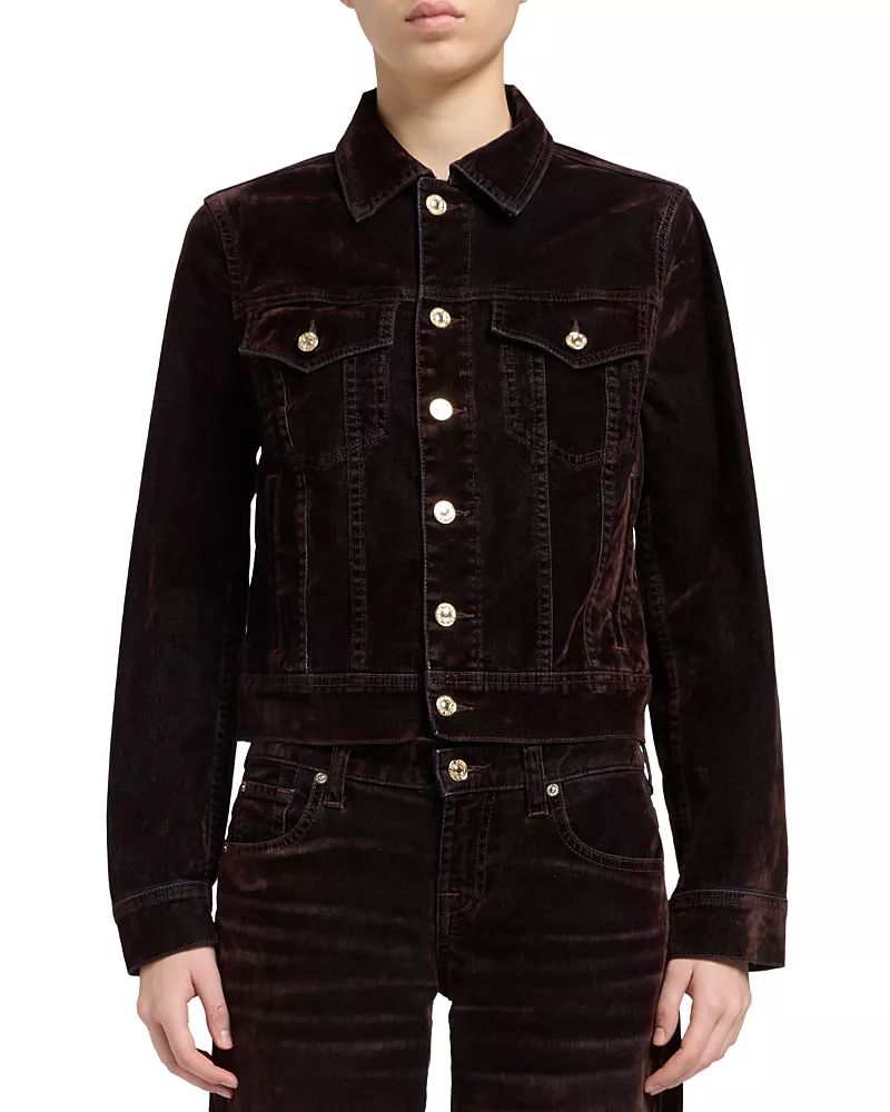 7 For All Mankind Adi Flocked Velvet Trucker Jacket