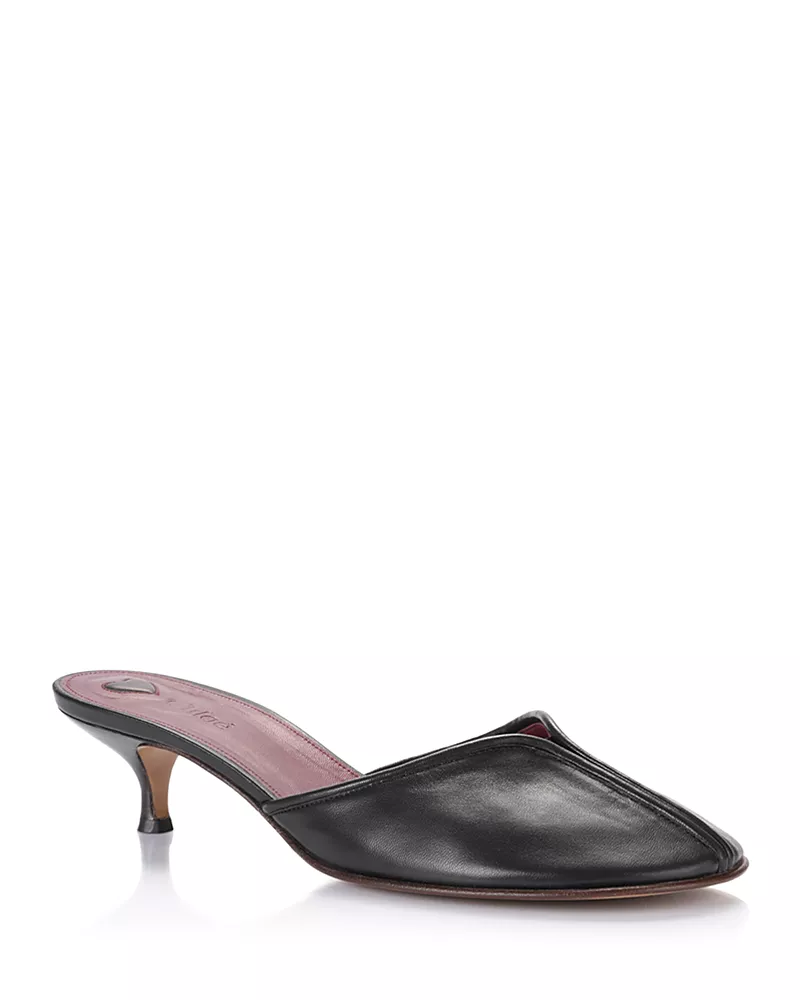 Chloe Women's Piped Leather Mules