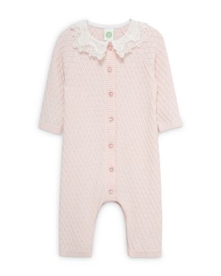 Girls' Lattice Lace Cotton Sweater Coverall - Baby