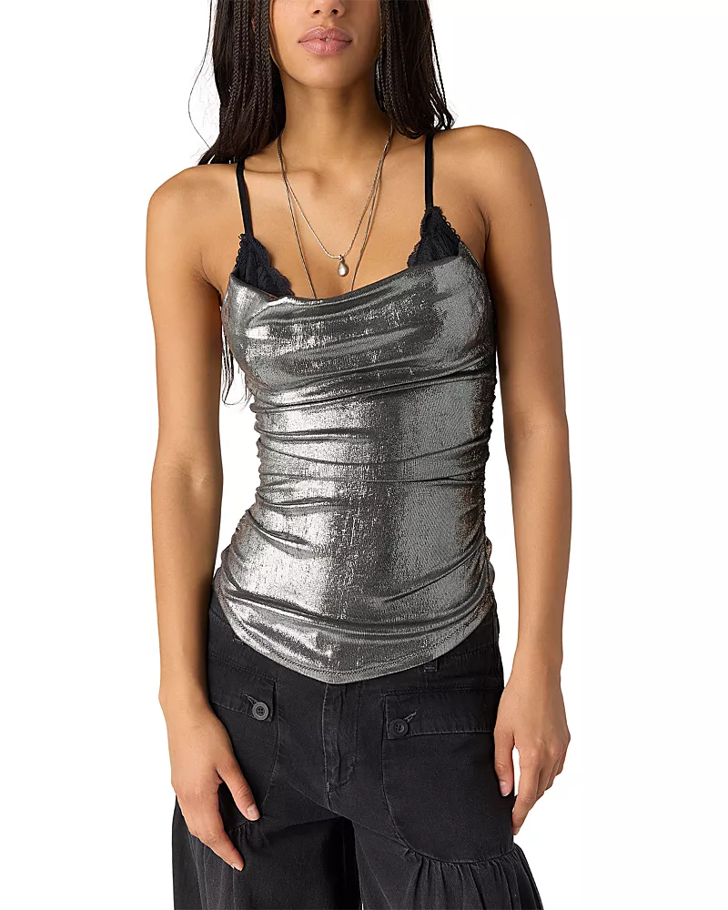 Free People Midnight Luster Ruched Cami