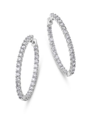 Diamond Inside Out Hoop Earrings in 14K White Gold, 4.0 tcw